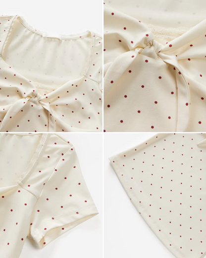 Polka Dot Short Open Neck T-shirt CA0039