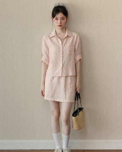 Cotton Pink Shirt & Cotton Pink Skirt CA0040