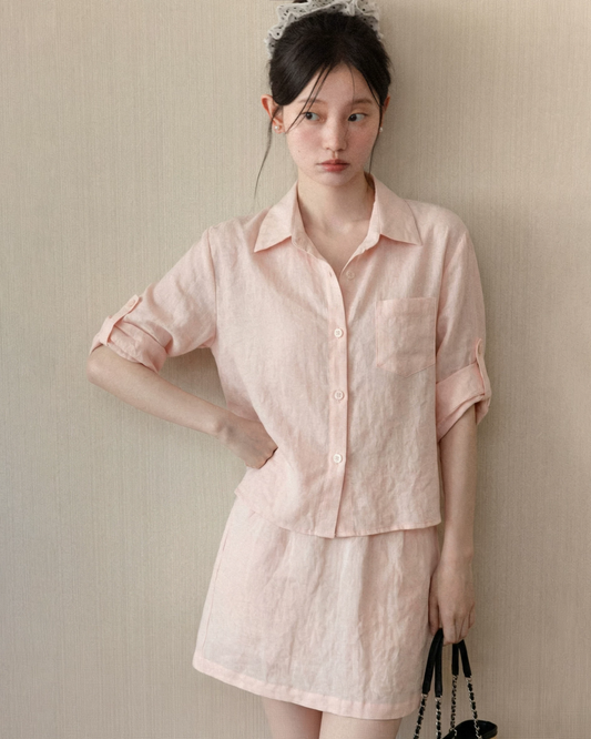 Cotton Pink Shirt & Cotton Pink Skirt CA0040