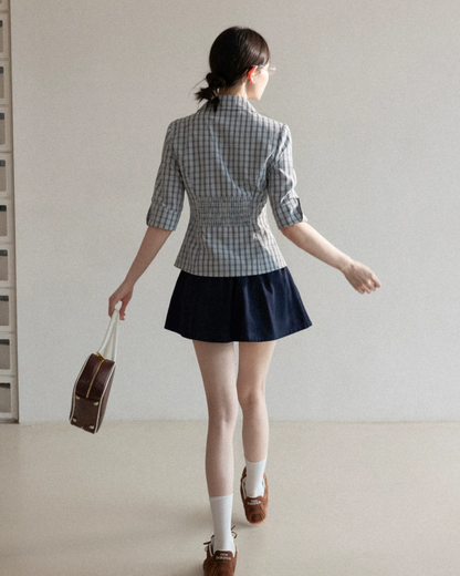 Half Sleeve Shirt & Navy Short Skirt CA0042