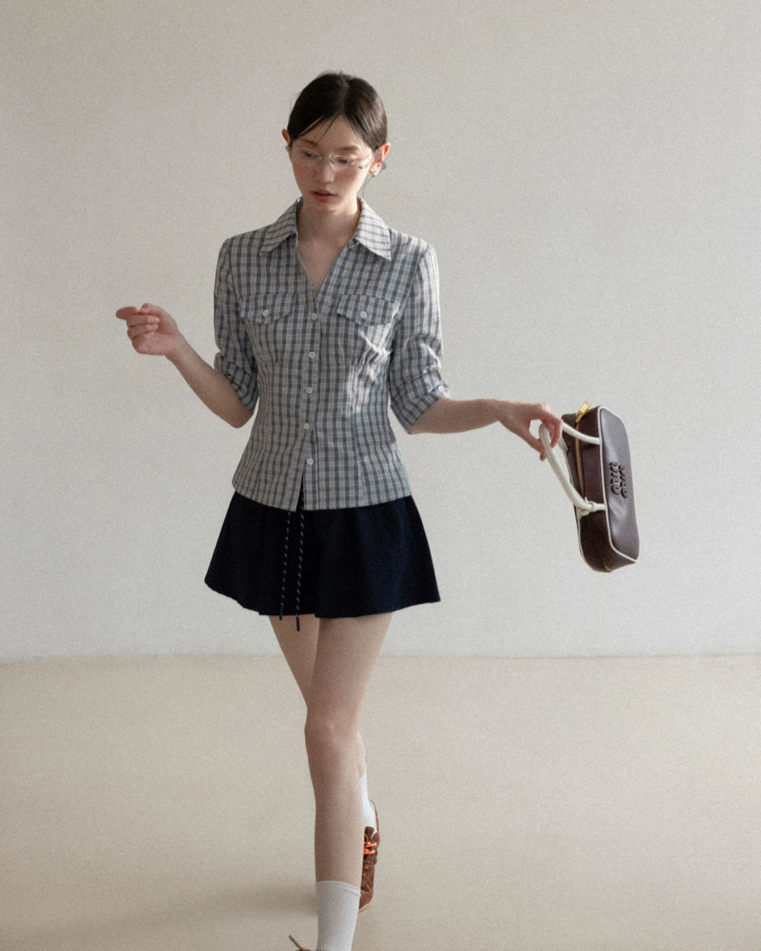 Half Sleeve Shirt & Navy Short Skirt CA0042