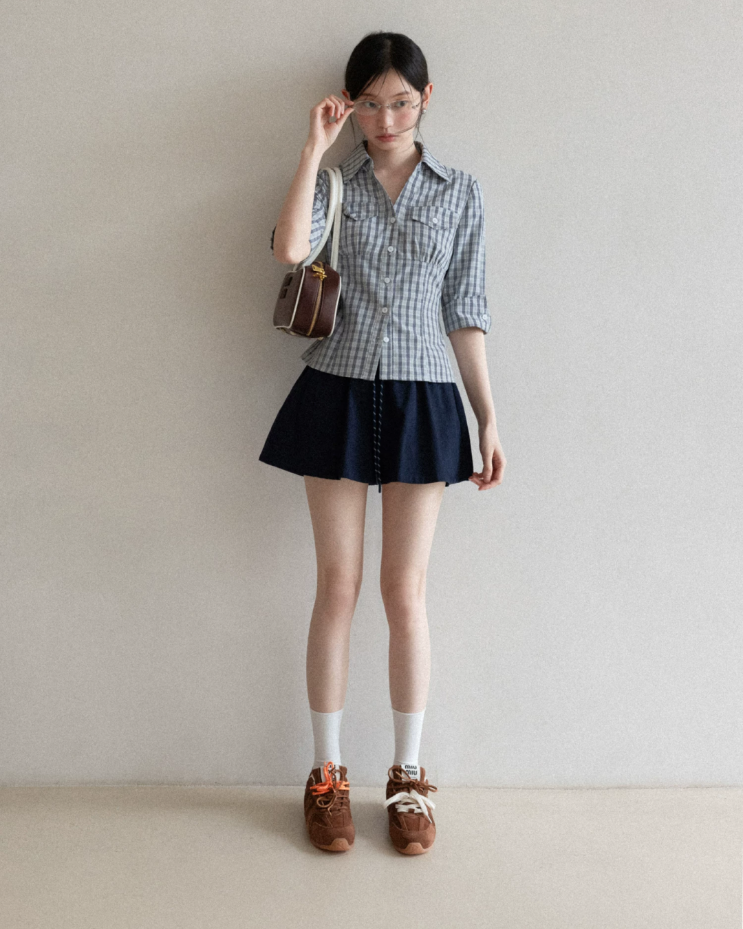 Half Sleeve Shirt & Navy Short Skirt CA0042