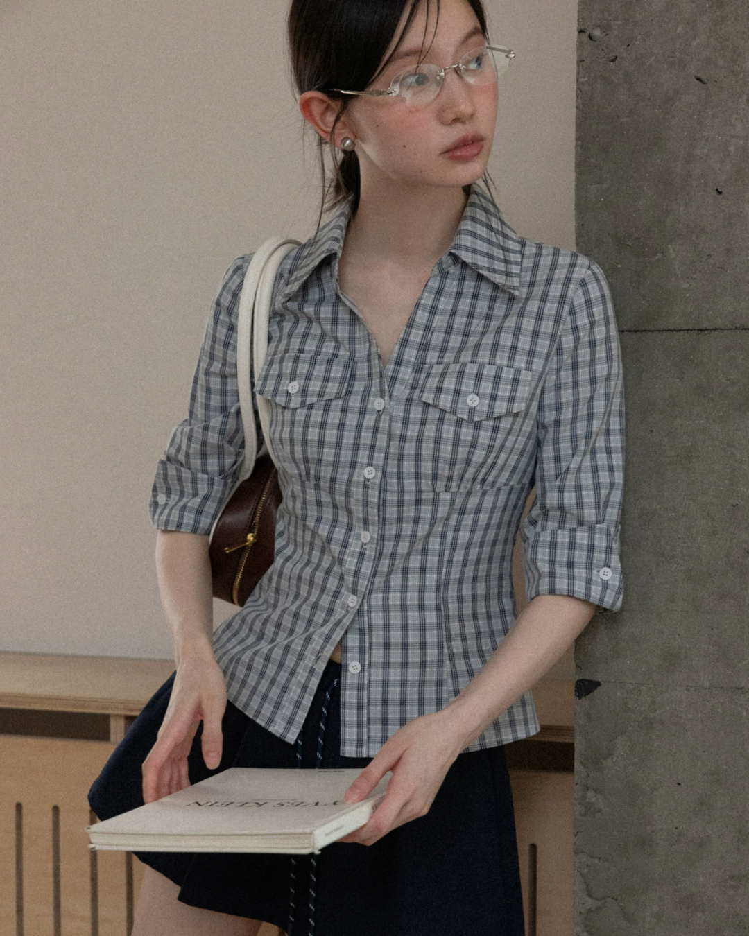 Half Sleeve Shirt & Navy Short Skirt CA0042