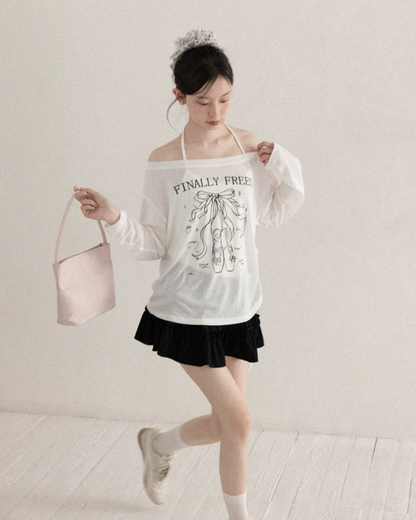 White Sheer Design T-Shirt CA0043