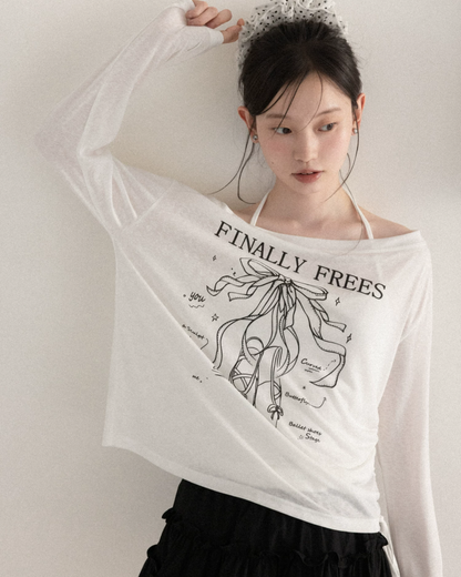 White Sheer Design T-Shirt CA0043