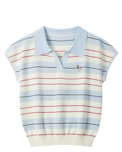 Light Blue Horizontal Stripes Short Knit CA0045