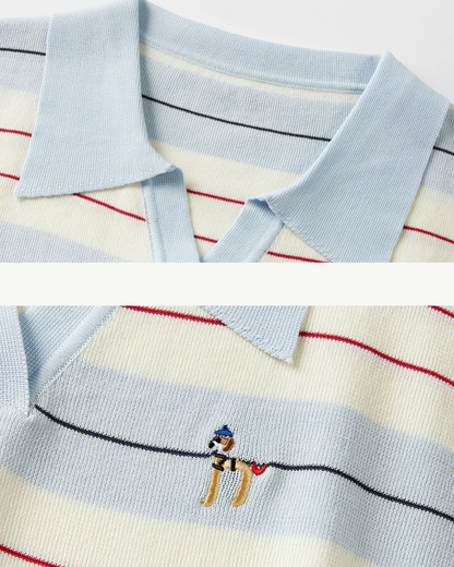 Light Blue Horizontal Stripes Short Knit CA0045