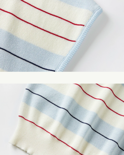 Light Blue Horizontal Stripes Short Knit CA0045