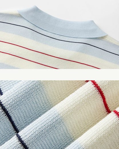 Light Blue Horizontal Stripes Short Knit CA0045
