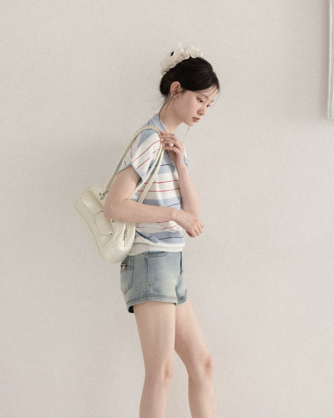 Light Blue Horizontal Stripes Short Knit CA0045