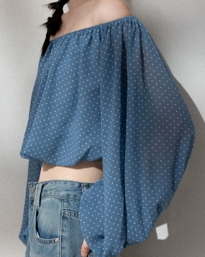 Off Shoulder Polka Dot Top CA0046