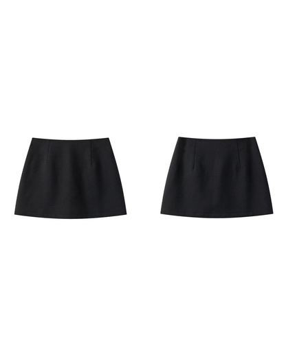Black Square Neck Camisole & Short Skirt CA0047