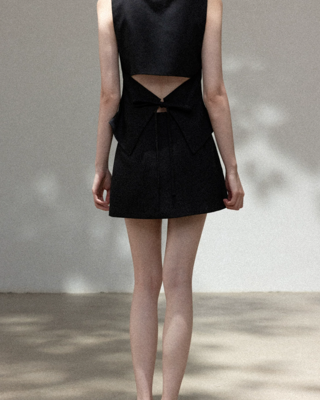 Black Square Neck Camisole & Short Skirt CA0047