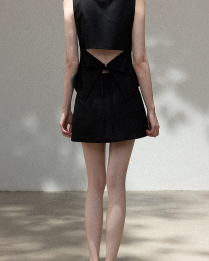 Black Square Neck Camisole & Short Skirt CA0047