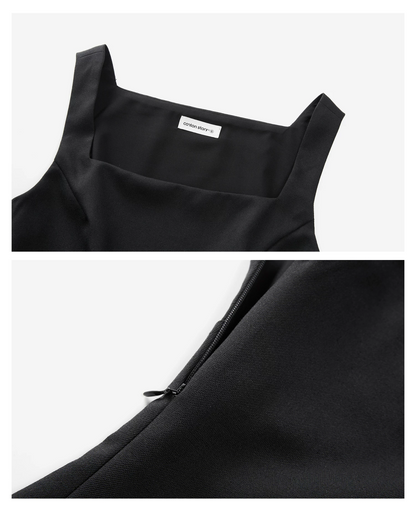 Black Square Neck Camisole & Short Skirt CA0047