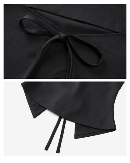 Black Square Neck Camisole & Short Skirt CA0047