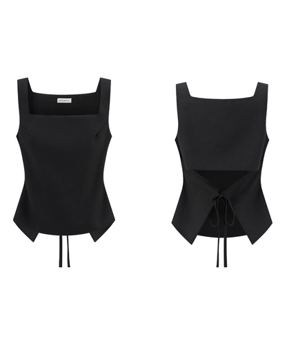 Black Square Neck Camisole & Short Skirt CA0047