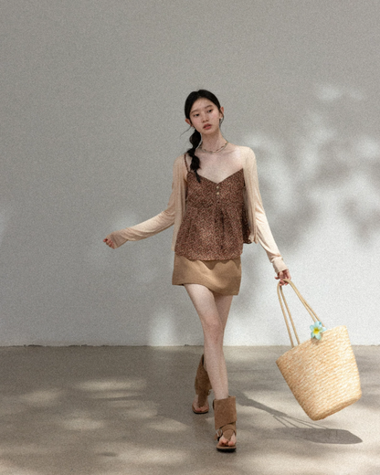 Flower Camisole Dress & Sheer Cardigan & Shot Skirt CA0048