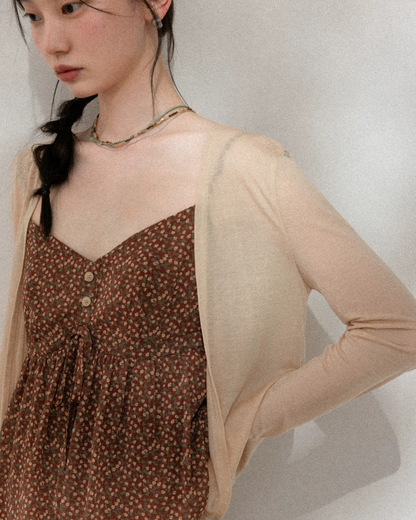 Flower Camisole Dress & Sheer Cardigan & Shot Skirt CA0048