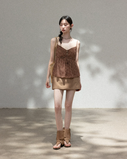 Flower Camisole Dress & Sheer Cardigan & Shot Skirt CA0048