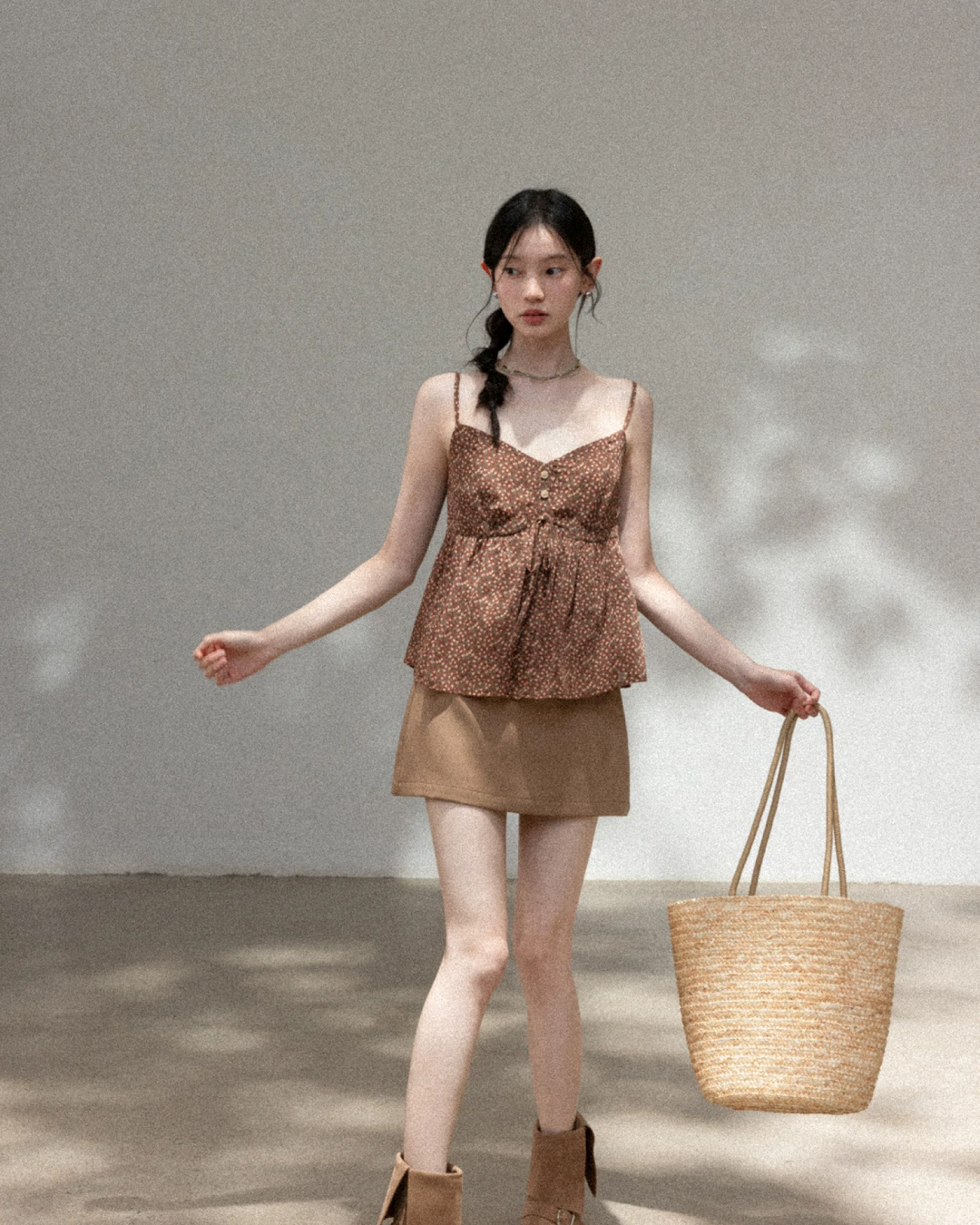 Flower Camisole Dress & Sheer Cardigan & Shot Skirt CA0048