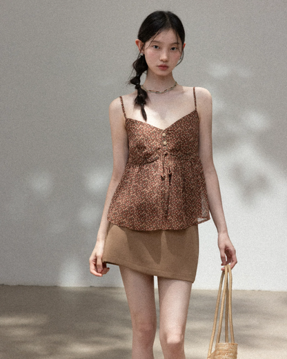 Flower Camisole Dress & Sheer Cardigan & Shot Skirt CA0048