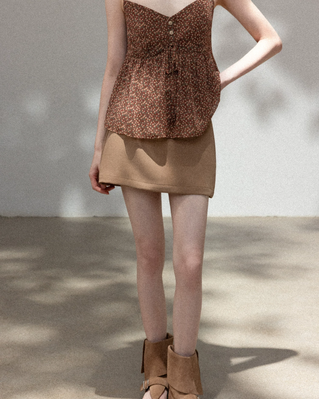 Flower Camisole Dress & Sheer Cardigan & Shot Skirt CA0048