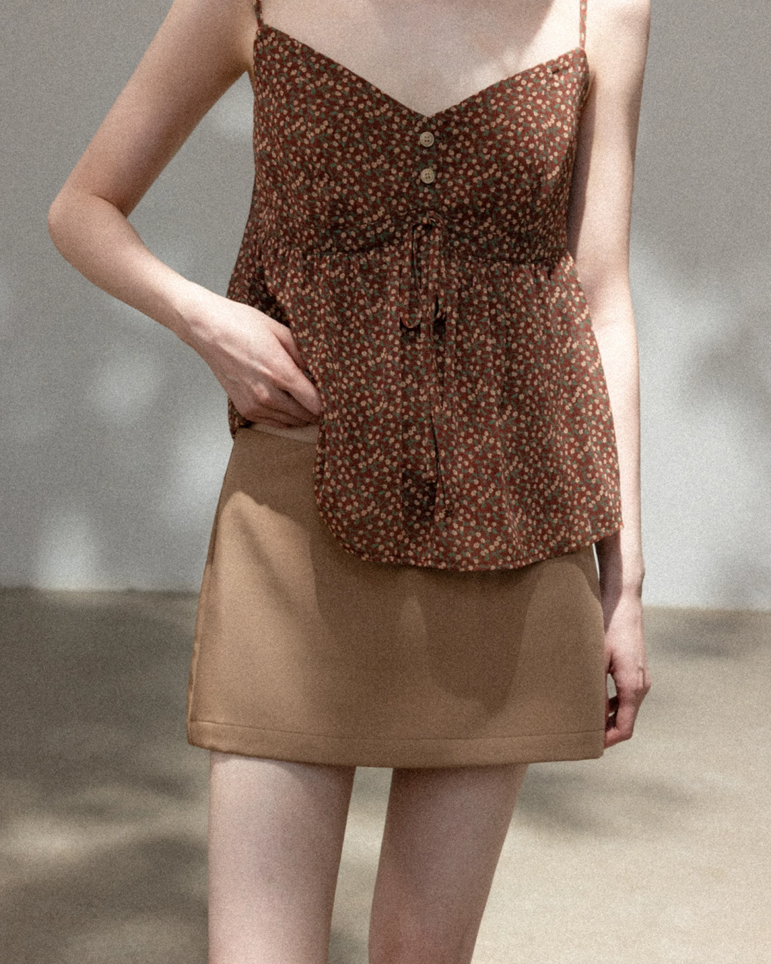 Flower Camisole Dress & Sheer Cardigan & Shot Skirt CA0048