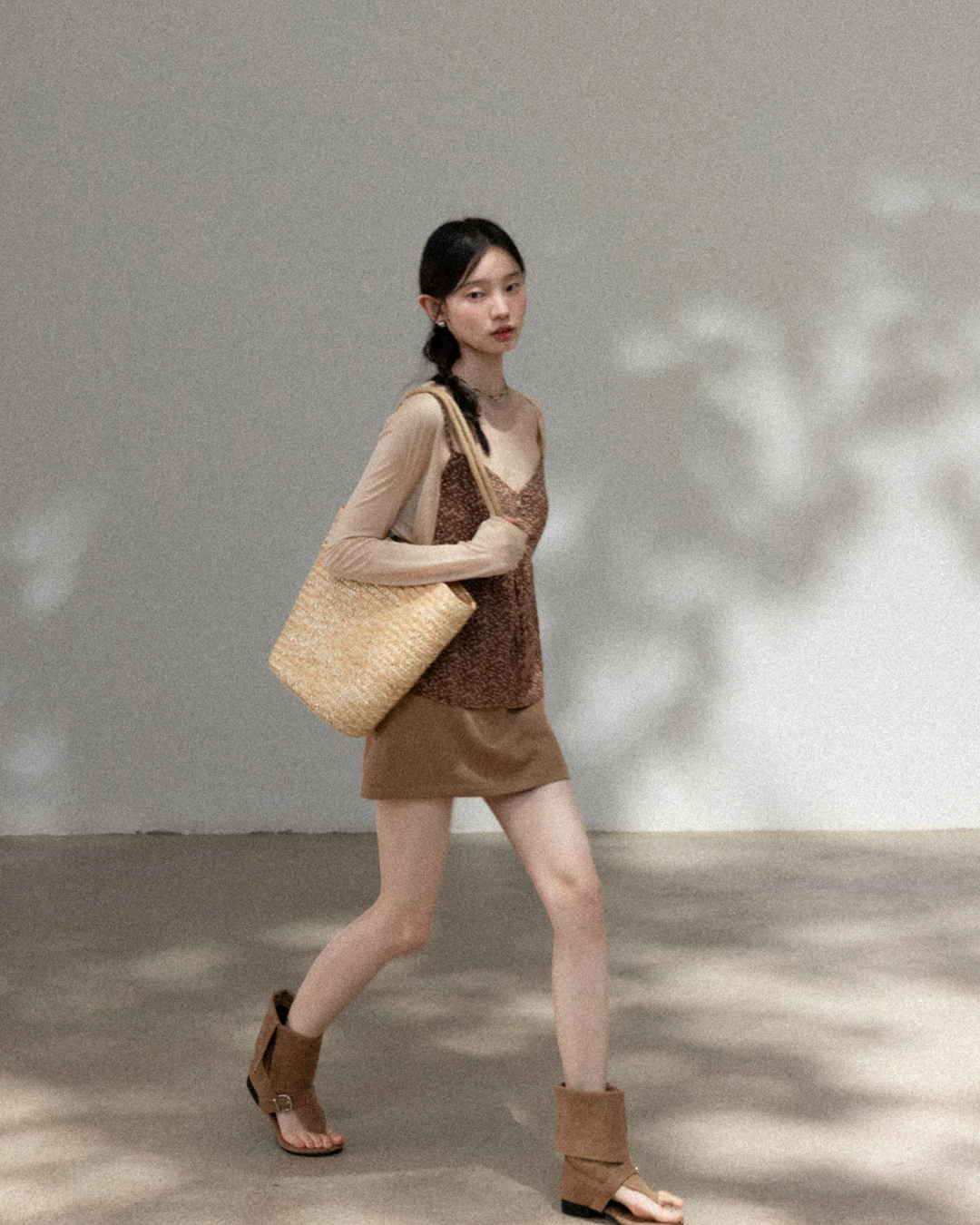 Flower Camisole Dress & Sheer Cardigan & Shot Skirt CA0048