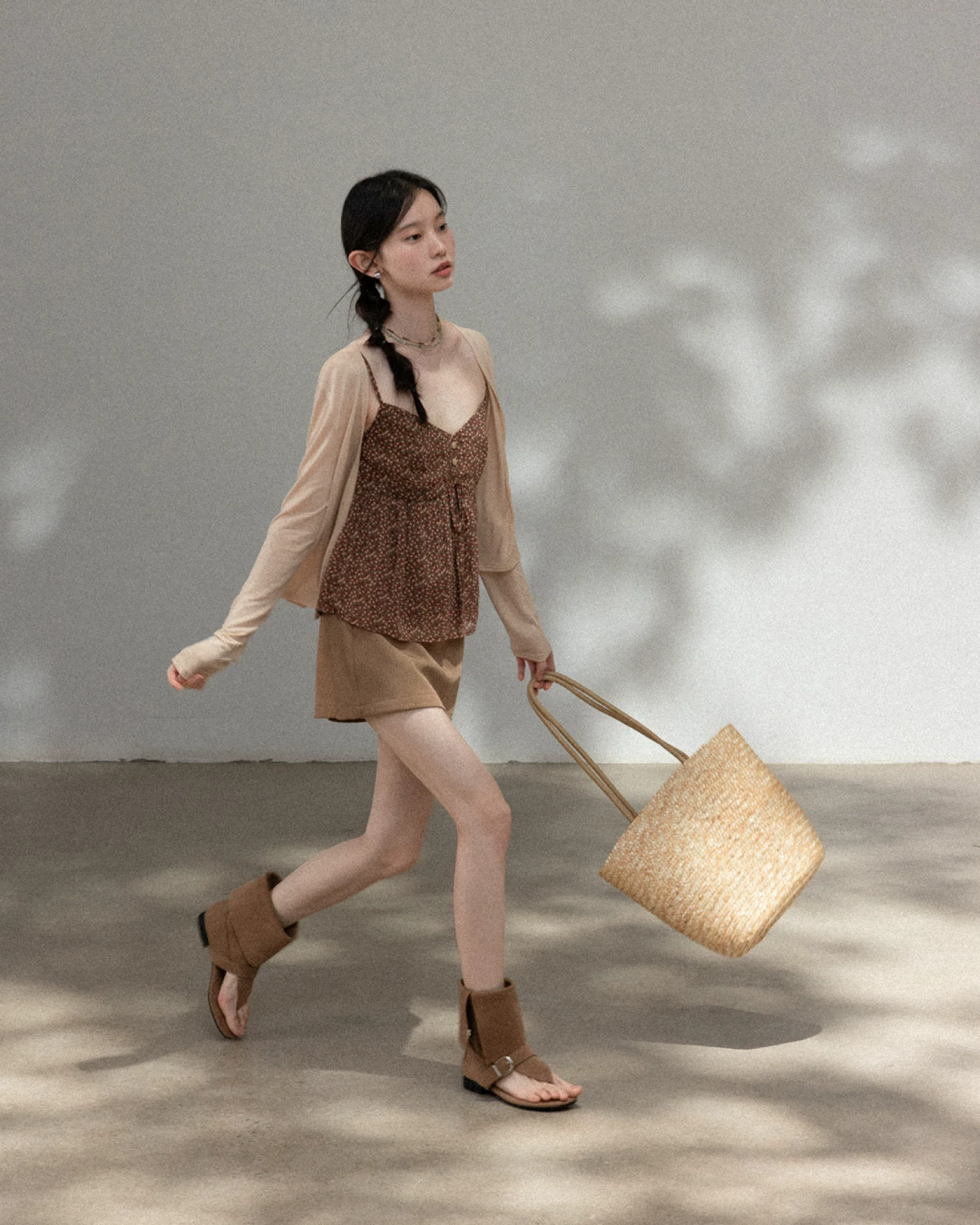 Flower Camisole Dress & Sheer Cardigan & Shot Skirt CA0048