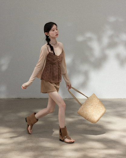 Flower Camisole Dress & Sheer Cardigan & Shot Skirt CA0048