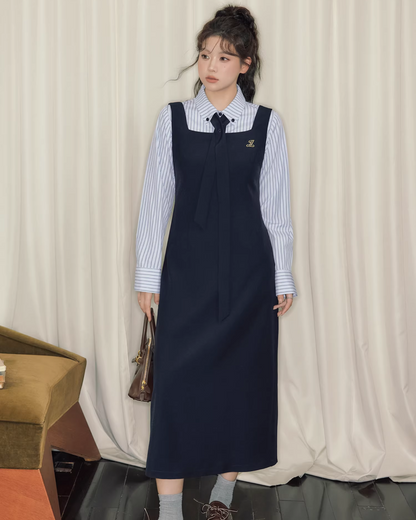 Sripe Logo Shirt With Tie JU0001