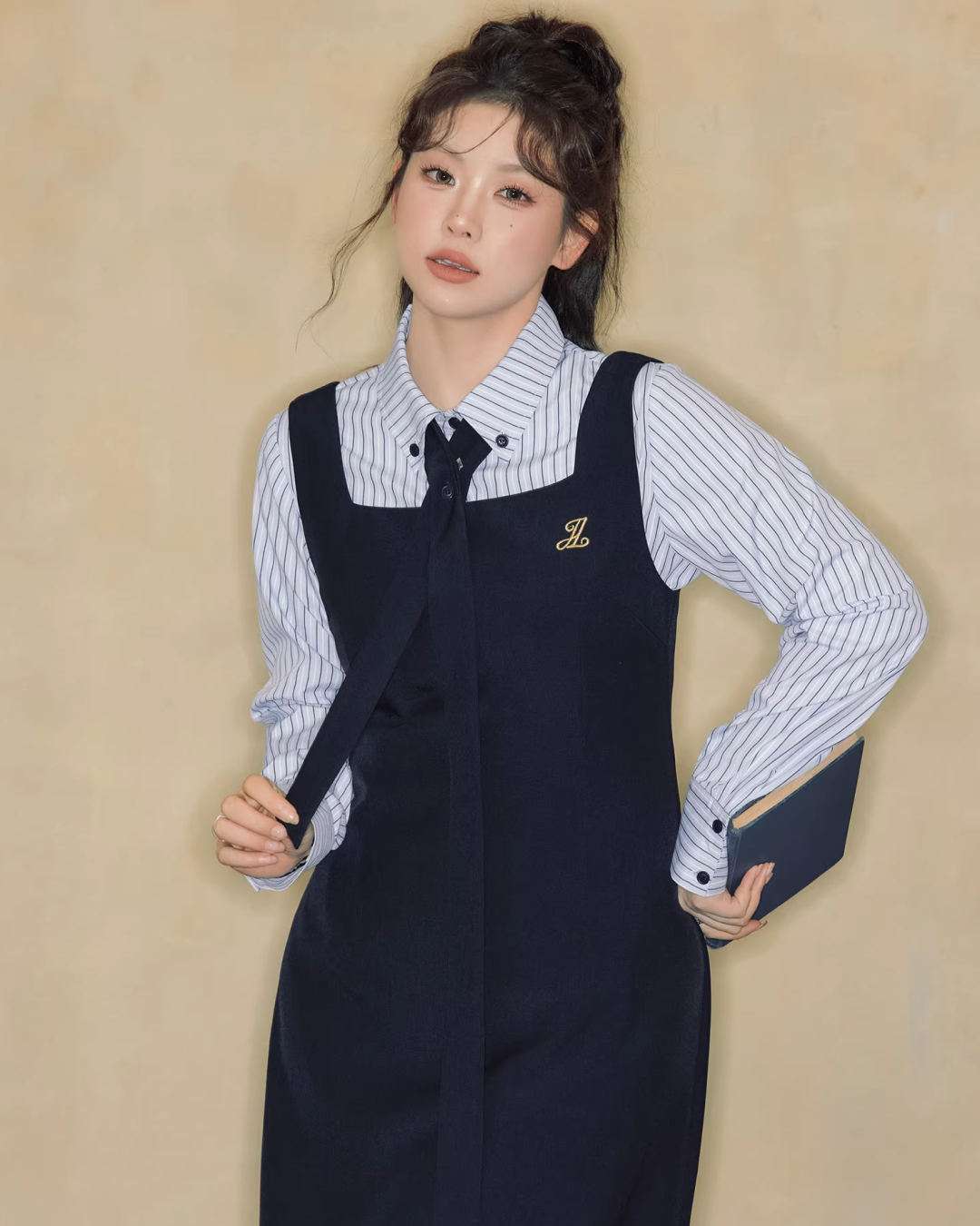 Sripe Logo Shirt With Tie JU0001