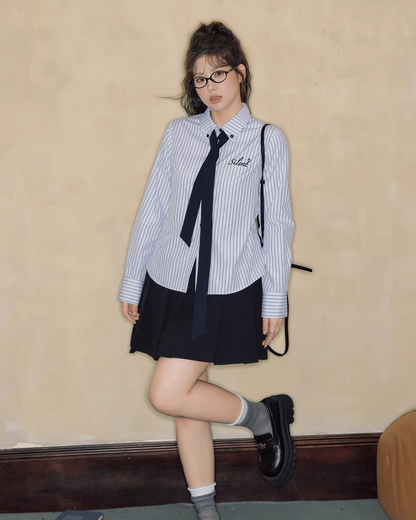 Sripe Logo Shirt With Tie JU0001