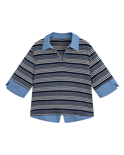 Fake Layerd Border Tops &  Mini Skirt JU0003