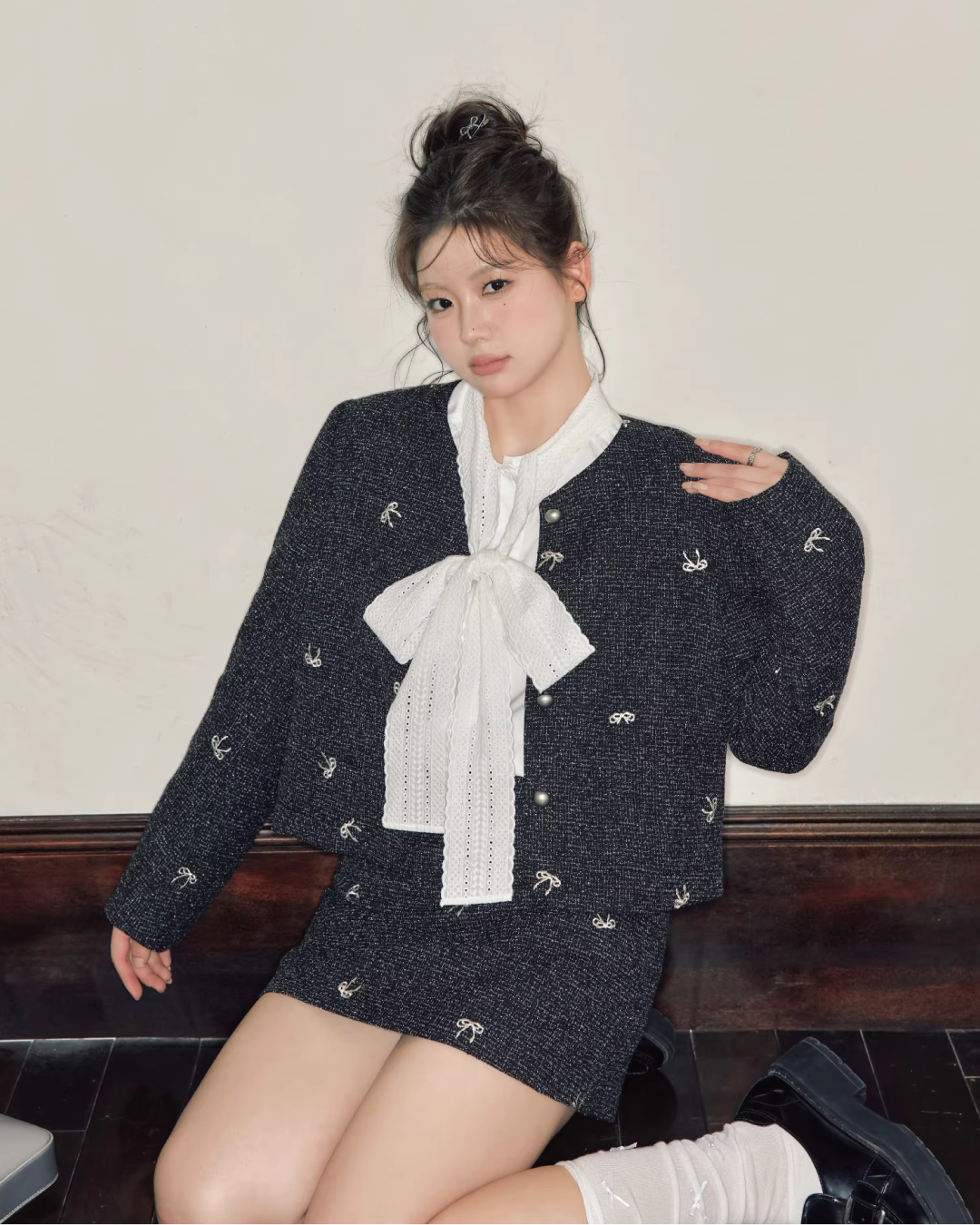 Ribbon Design Matching cloth & White Shirt JU0004