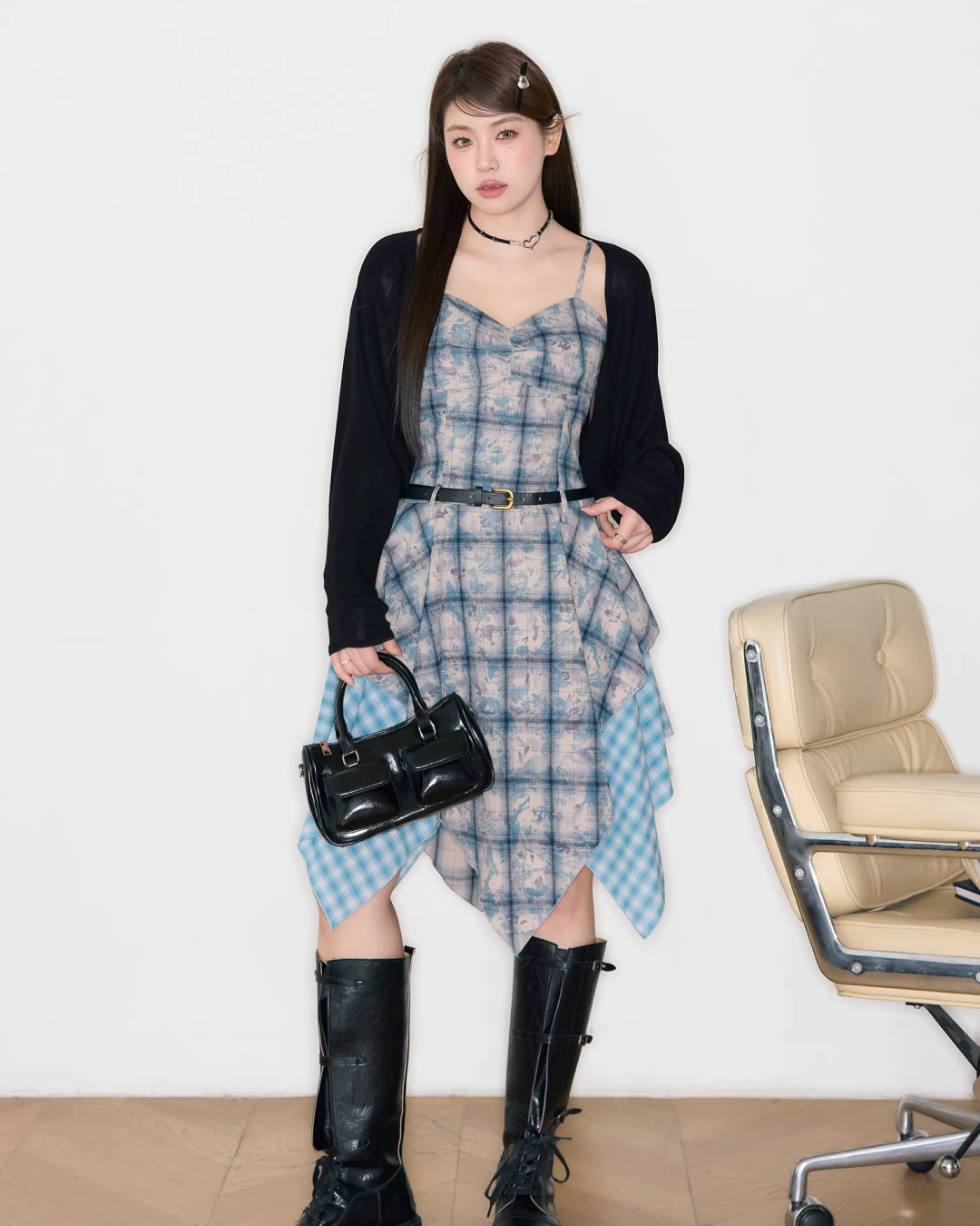 Different Materials Camisoal Dress JU0007