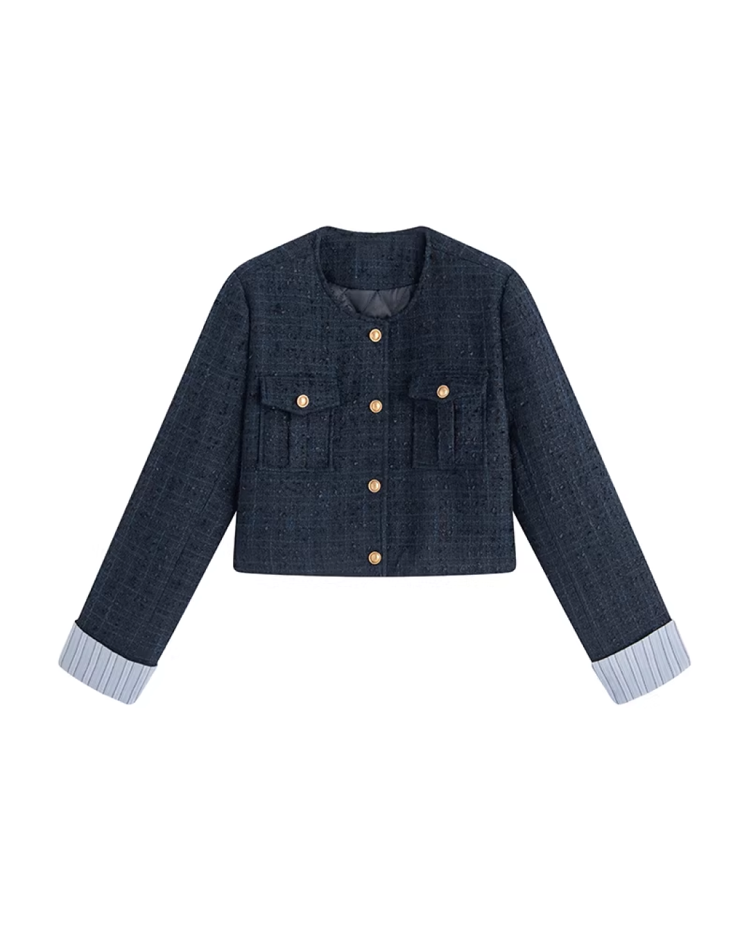 Blue Tweed Jacket & Layerd Shirt Dress JU0008