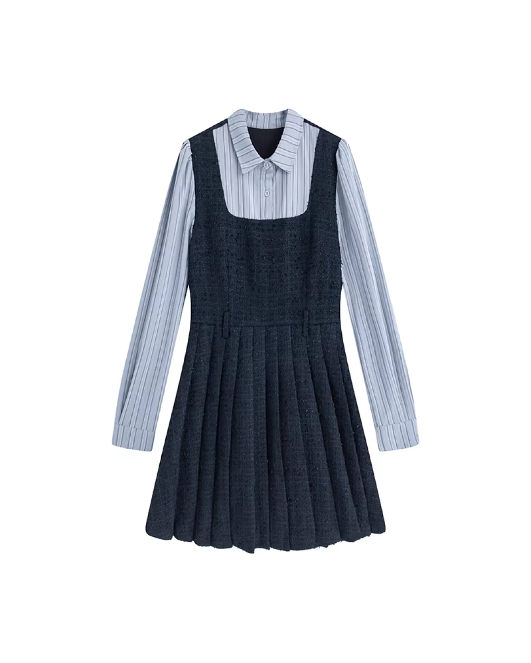 Blue Tweed Jacket & Layerd Shirt Dress JU0008