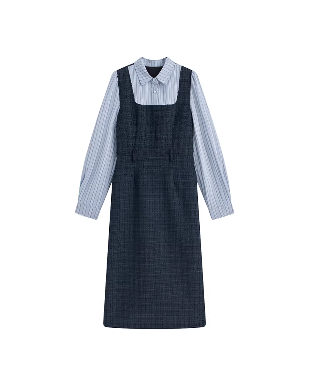 Blue Tweed Jacket & Layerd Shirt Dress JU0008