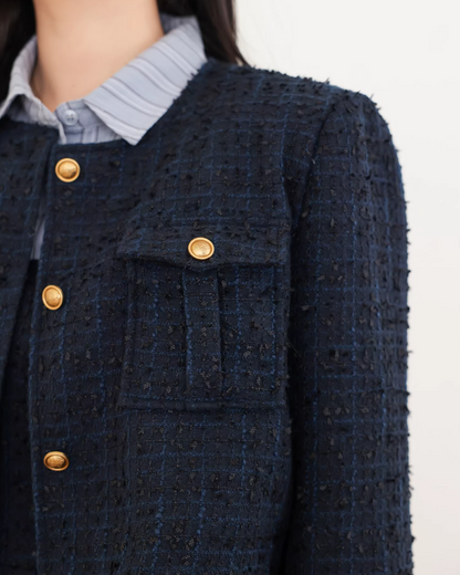 Blue Tweed Jacket & Layerd Shirt Dress JU0008