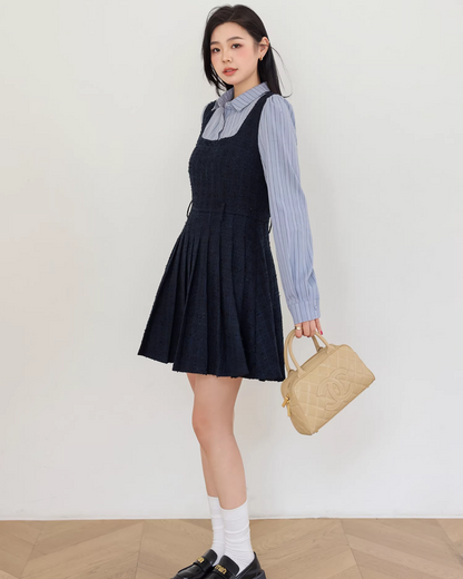 Blue Tweed Jacket & Layerd Shirt Dress JU0008
