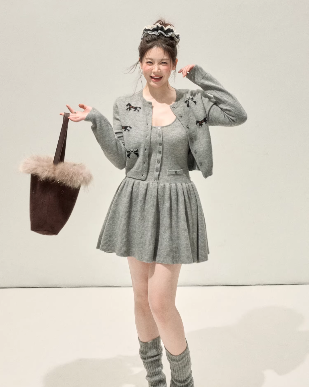 Horse Design Knit Cardigan & Knit Dress JU0009