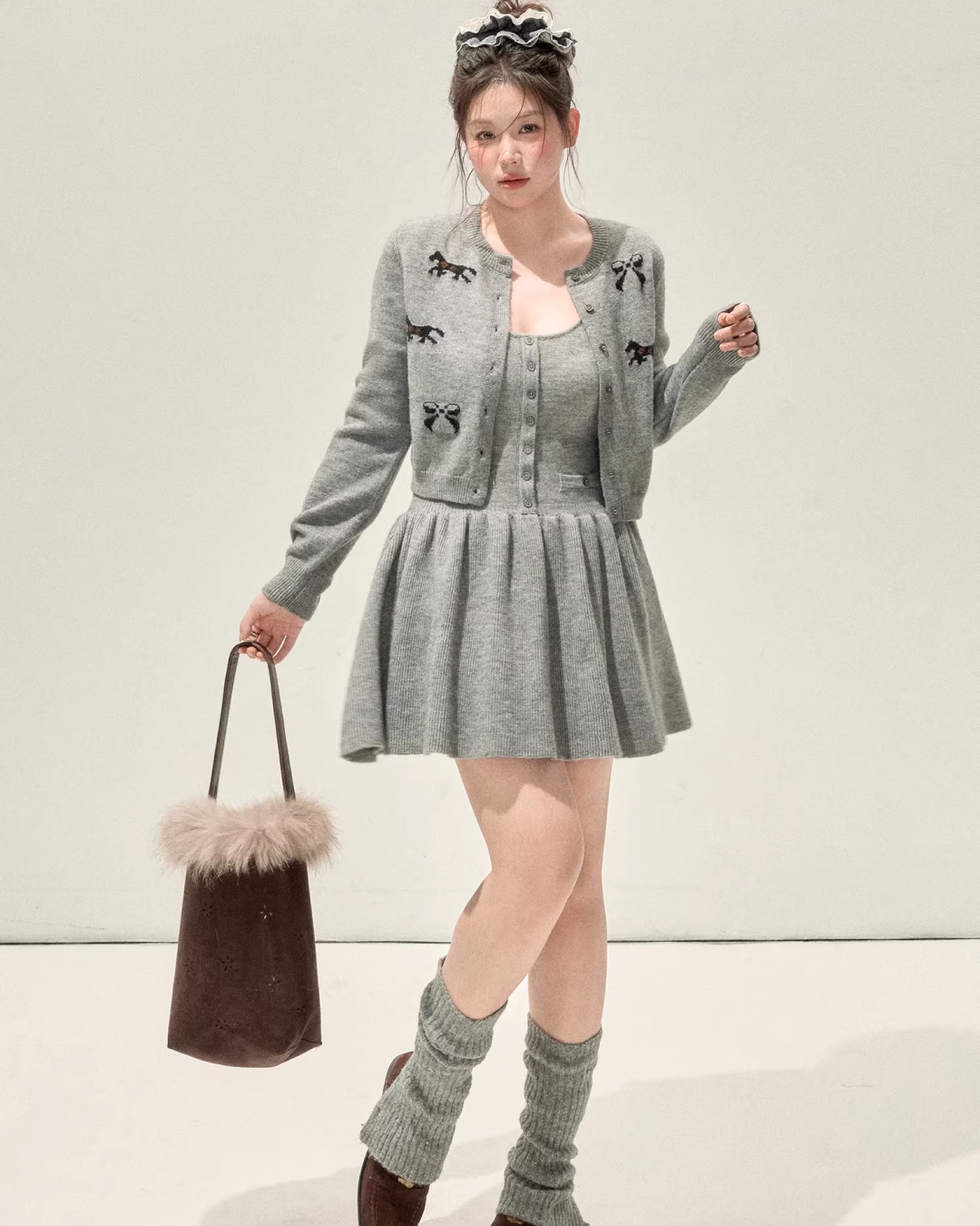 Horse Design Knit Cardigan & Knit Dress JU0009