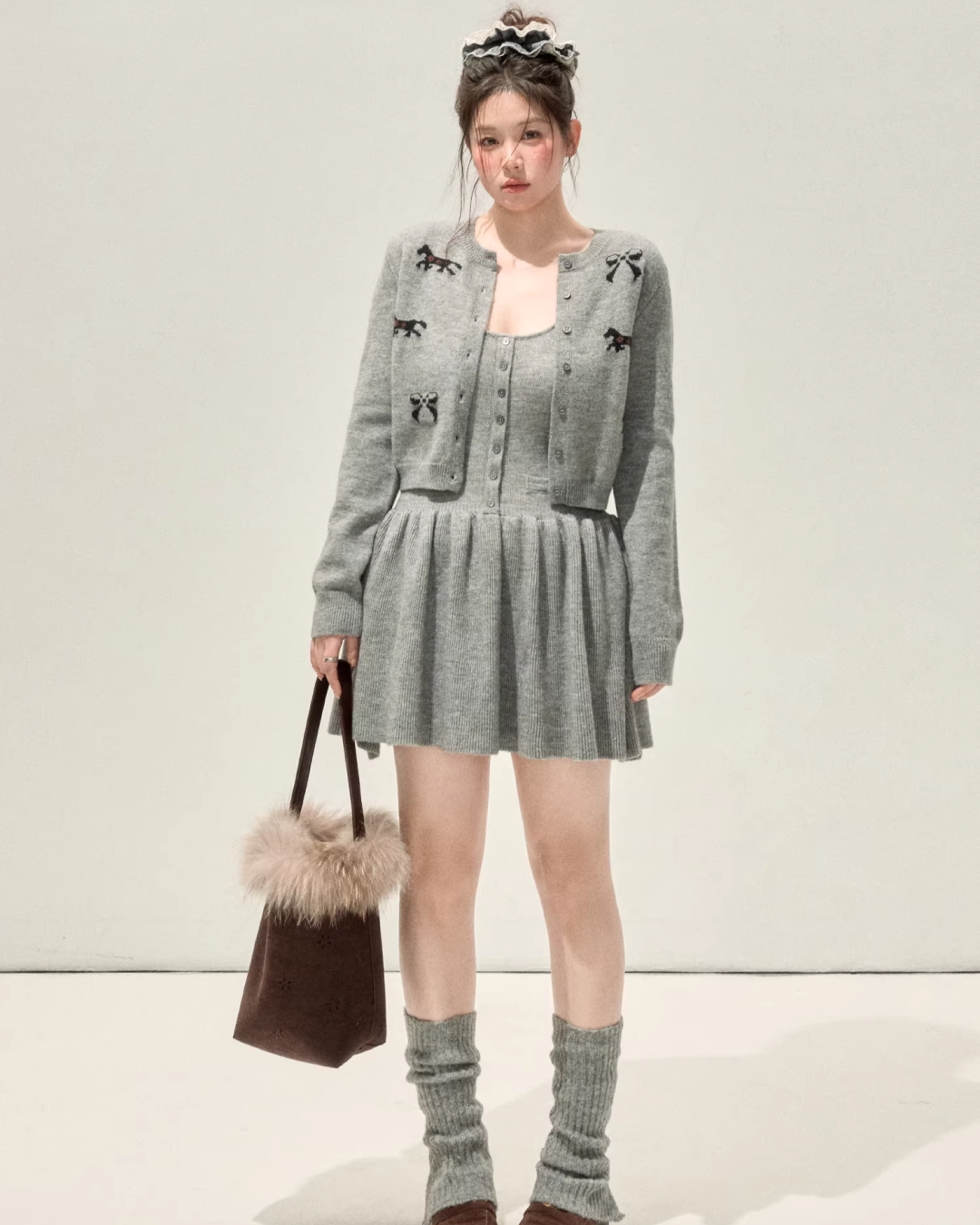 Horse Design Knit Cardigan & Knit Dress JU0009