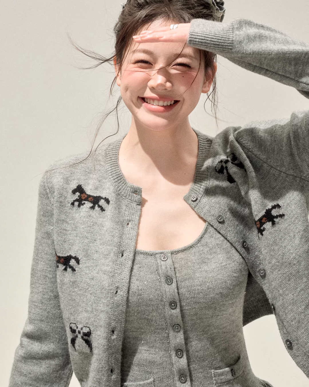 Horse Design Knit Cardigan & Knit Dress JU0009