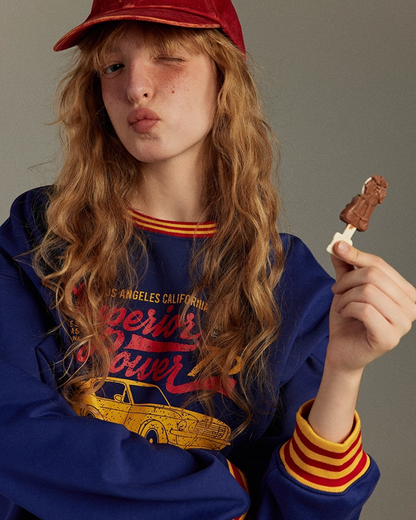 Navy Ringer Sweatshirt LG0001