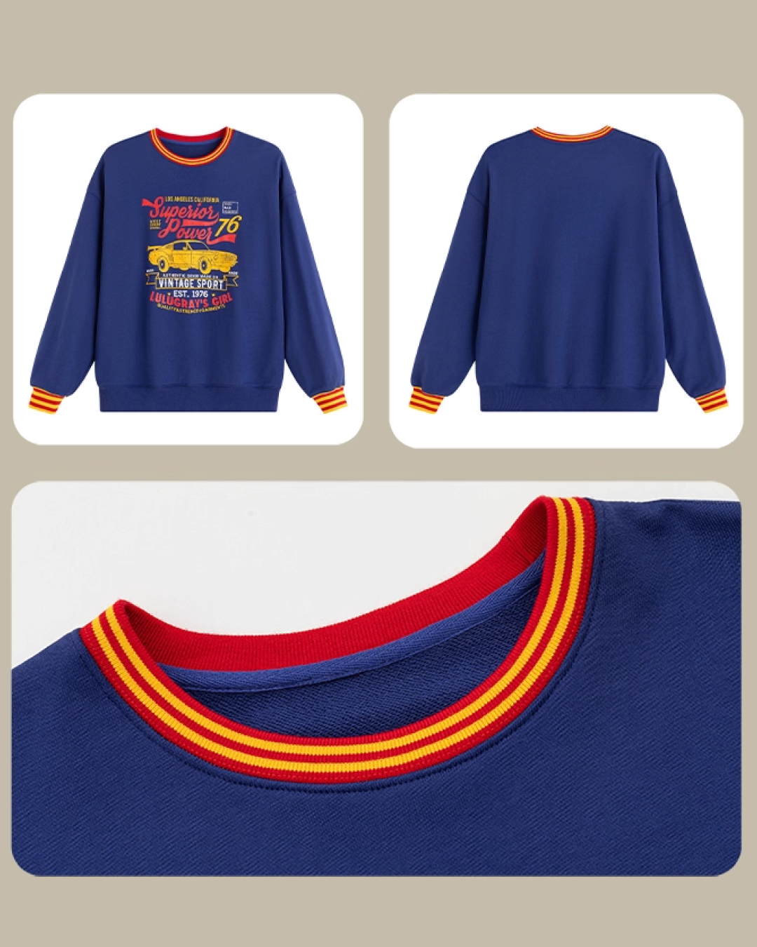 Navy Ringer Sweatshirt LG0001