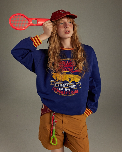 Navy Ringer Sweatshirt LG0001