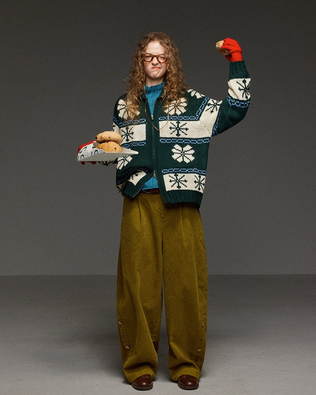 Corduroy Tack Wide Switching Wide Pants LG0011